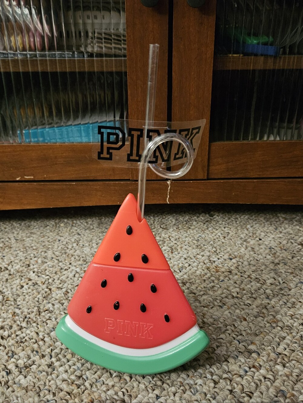 PINK Victoria's Secret Watermelon Cup with Straw 13.5 Oz